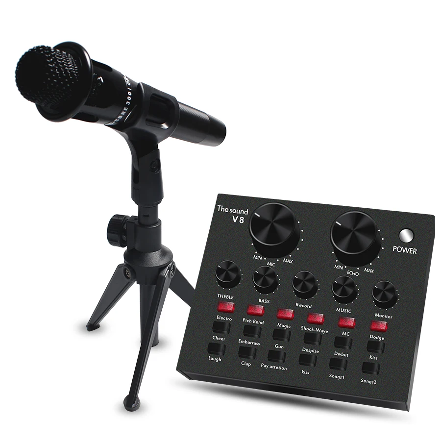  BM-800 Professional Condenser Karaoke Microphone V8 Audio USB Headset Microphone E300 Audio Cable W