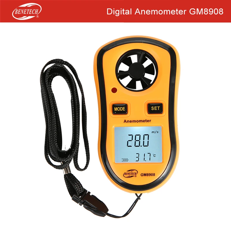 BENETECH мини Карманный анемометр цифровой Ручной измеритель скорости ветра весы Анемометр Термометр GM8908