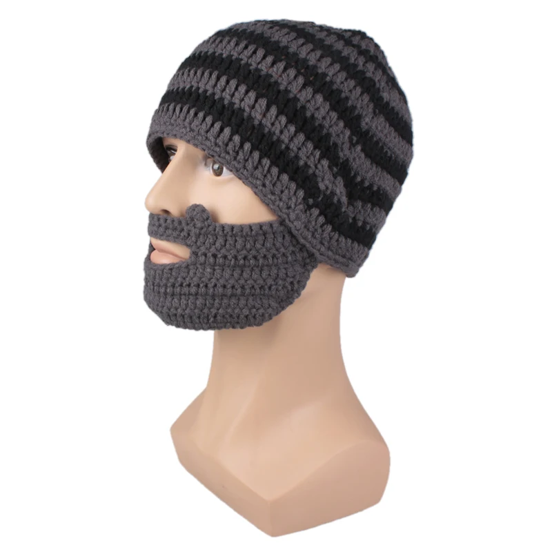 

Newly Fashion Style Knit Winter Warm Beard Hat Cap For Men 4 Colors VK-ING