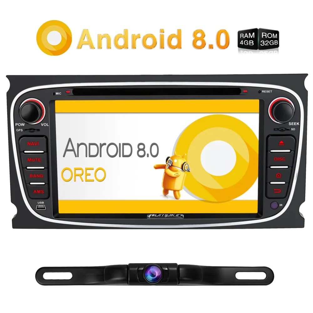 

Pumpkin 2 Din Android 8.0 Car DVD Player GPS Navigation Qcta-core Car Stereo For Ford Mondeo/Focus FM Rds Radio Wifi 4G Headunit