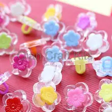 1000 шт. хвостовиком transpraent Блеск Цветок Shank Кнопки Красочный цветочный 15 мм детей пуговицы Ассорти хвостовик пластиковые