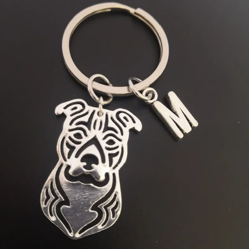 

G.SKY American Staffordshire Terrier Dog Keyring Personalised Key Chain Popular Letter Key Chain Lovers Gifts Fast Delivery