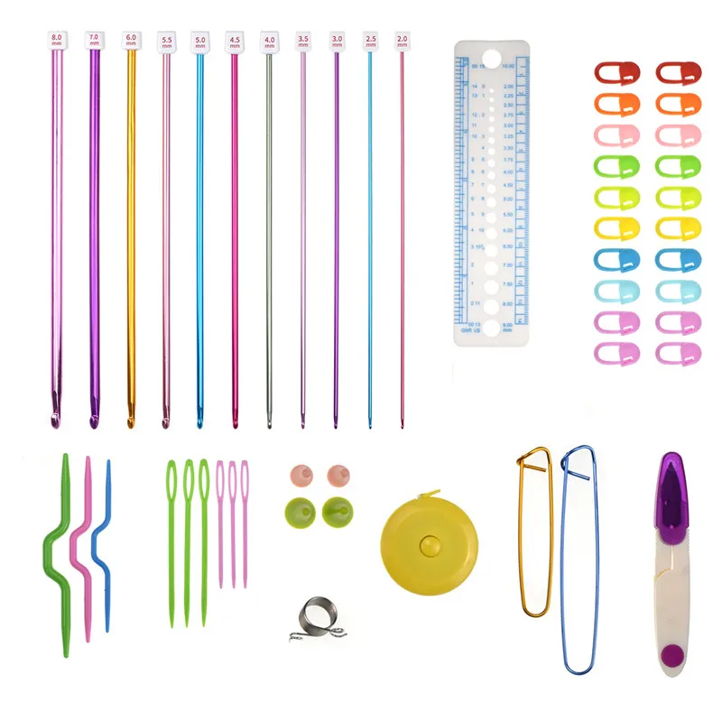 BESTIM INCUK 11/ piezas tunecino afgano de ganchillo para tejer de aluminio juego de agujas, multicolor, 2/ mm a 8/ mm