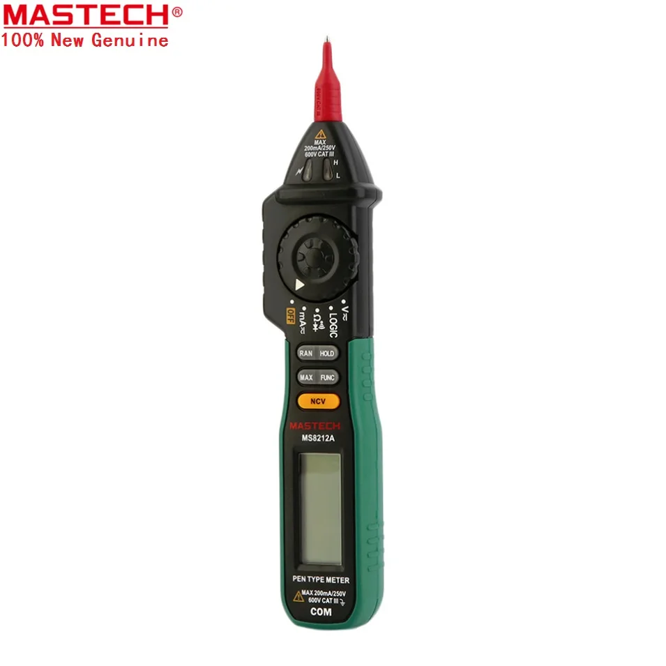 

MASTECH MS8212A 2000 Counts Auto-Range Pen-type Digital Multimeter NCV Detector Current Volt Ohm Tester With NCV Diode Function