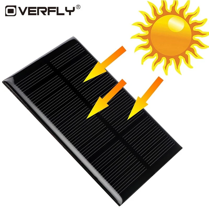 

Overfly Solar Panel 5V 1.25W 110*69mm Sun Cell Sunpower Solar Cell Polycrystalline Silicon Photovoltaic Solar Battery Charger