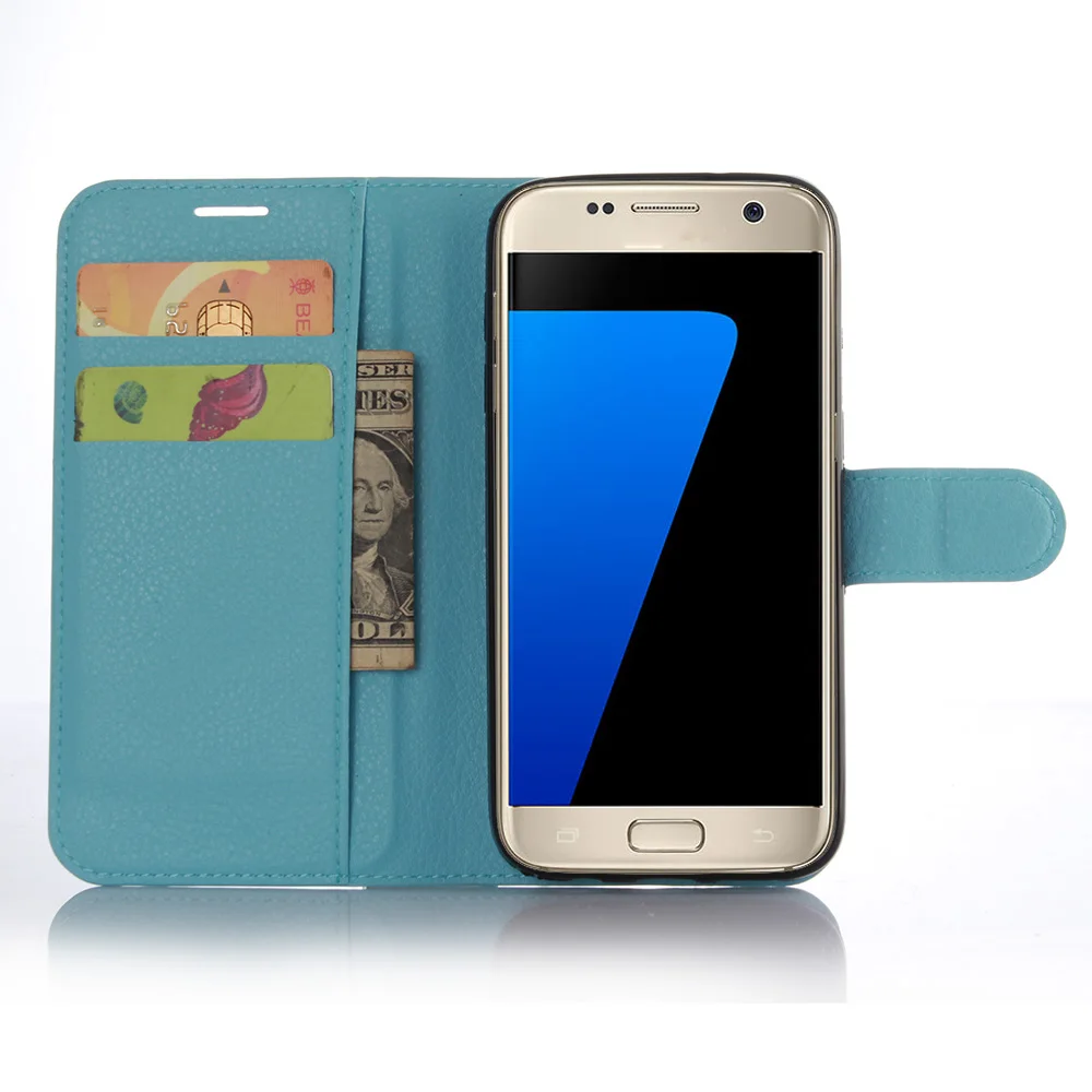 

Fashion Litchi Texture Leather Case for Samsung Galaxy S7 Flip Cover Case Wallet Style Magnetic Protective Shell With Card Slot