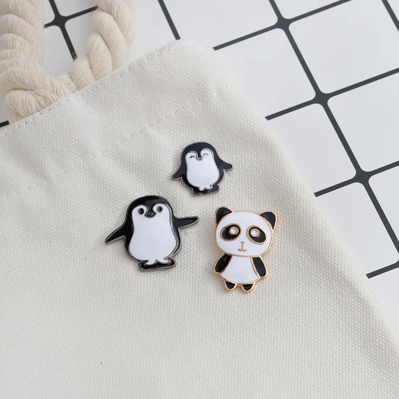 3 шт./компл. эмалированная брошь Mama penguin baby panda булавка джинсовая сумка для одежды
