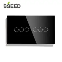 Bseed сенсорный переключатель, Wifi, двойной, 3 комплекта, светильник, настенный выключатель, 3 цвета, кристалл класса, панель, модный умный переключатель