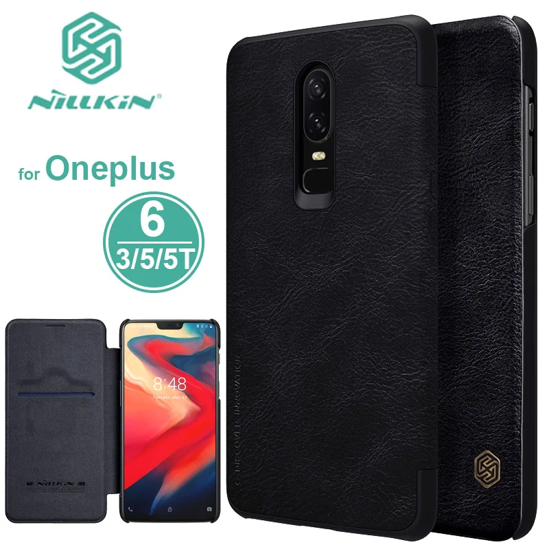 

for Oneplus 7T 7 Pro Case Nillkin Qin Series Flip Leather Case Luxury Back Cover Oneplus 7T 7 Pro 6 5T 5 3 Business Phone Case