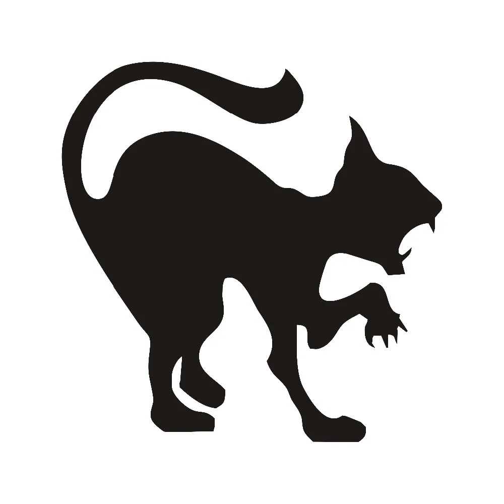 Страшная черная кошка наклейка на стене Хэллоуин украшение Hissing Cat виниловая
