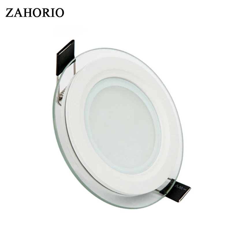 No Dimmalbe LED Glass Panel Lights Round Shape Downlight Ceiling Recessed Lamps lighting 6W/12W/18W High Brightness Free ship | Лампы и