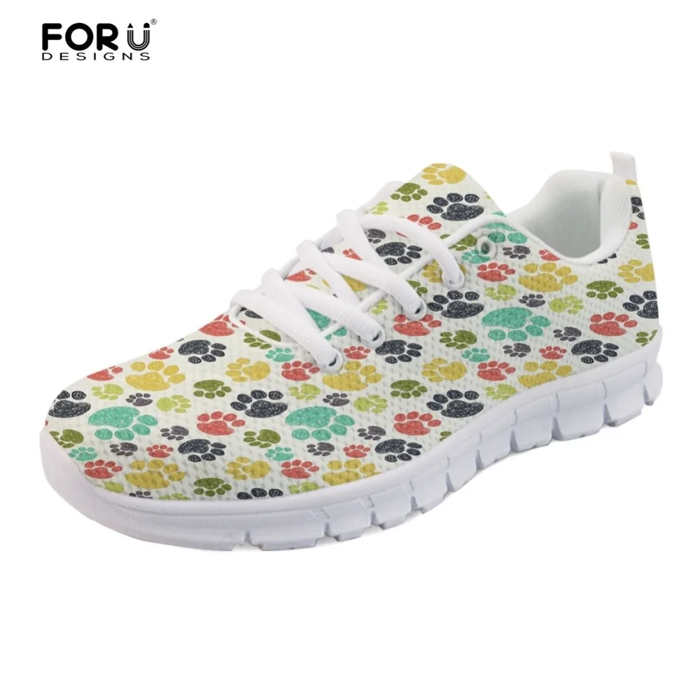 

FORUDESIGNS Colorful Paws 3D Print Spring Summer Feminino Flats Shoes Sneakers Women Casual Air Mesh Shoes Girls Ladies Leisure