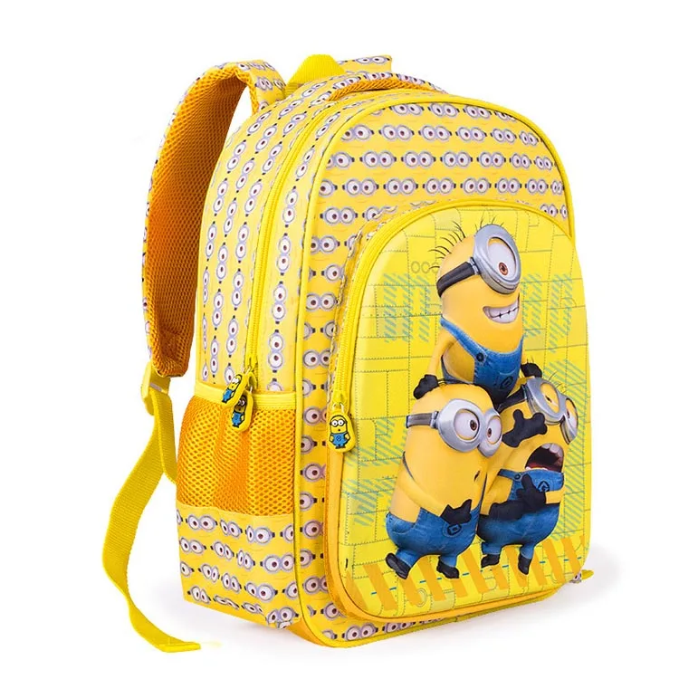 2016 New 6D cartoon zipper children school bag yellow Despicable Me 2 Minion children backpacks kids bags boys mochila escolar