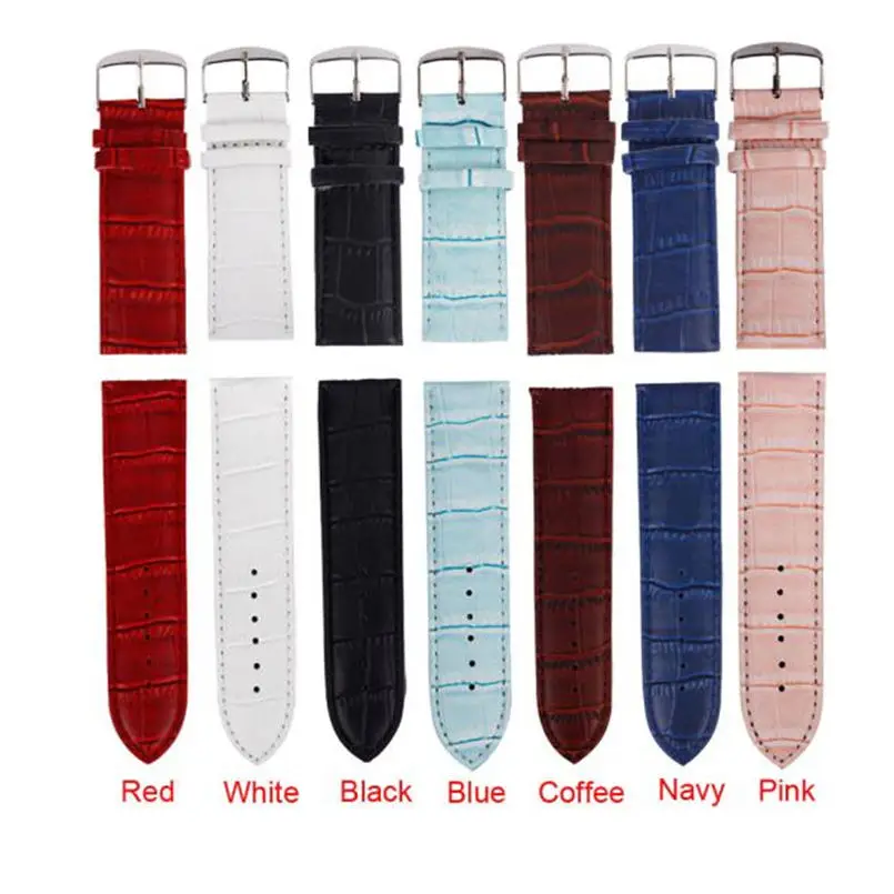 

Hot Sale Colorful 14mm/16mm/18mm/20mm/22mm/24mm/26mm High Quality Soft Sweatband Leather Strap Steel Buckle Wrist WatchBand 20