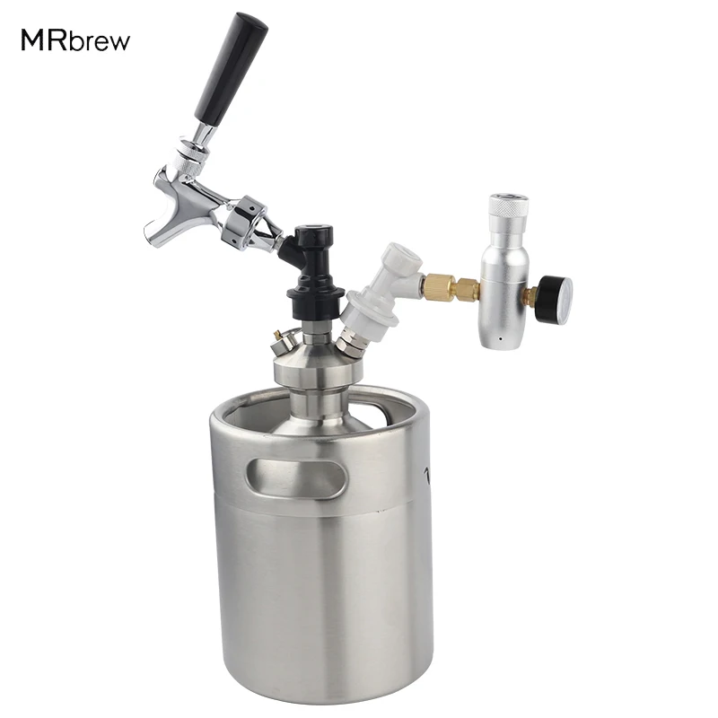 Homebrew 2L Mini Keg stainless Beer Growler + 2L Mini Beer Spear with