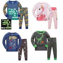 Детские пижамные комплекты, Детская Повседневная Пижама, комплект одежды для сна для мальчиков и девочек, комплекты хлопковой одежды с героями мультфильмов, От 3 до 8 лет