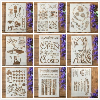 

1Pcs A4 9 Types Sewing Fashion Lady DIY Craft Layering Stencils Painting Scrapbooking Stamping Embossing Album Card Template