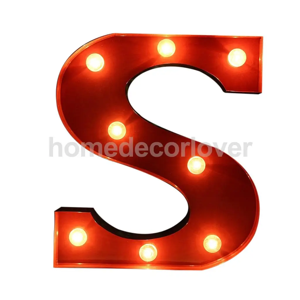 1" Красный светодиодный светильник с буквами винтажный цирковой Стиль Алфавит светильник знак A-X - Цвет: S