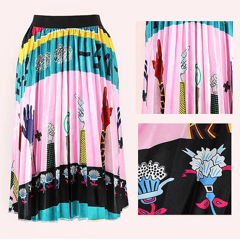 summer High Waist Pleated Skirt Women Spring Summer Midi Skirts Womens Elastic Waist A Line Long Skirts for Women jupe femme