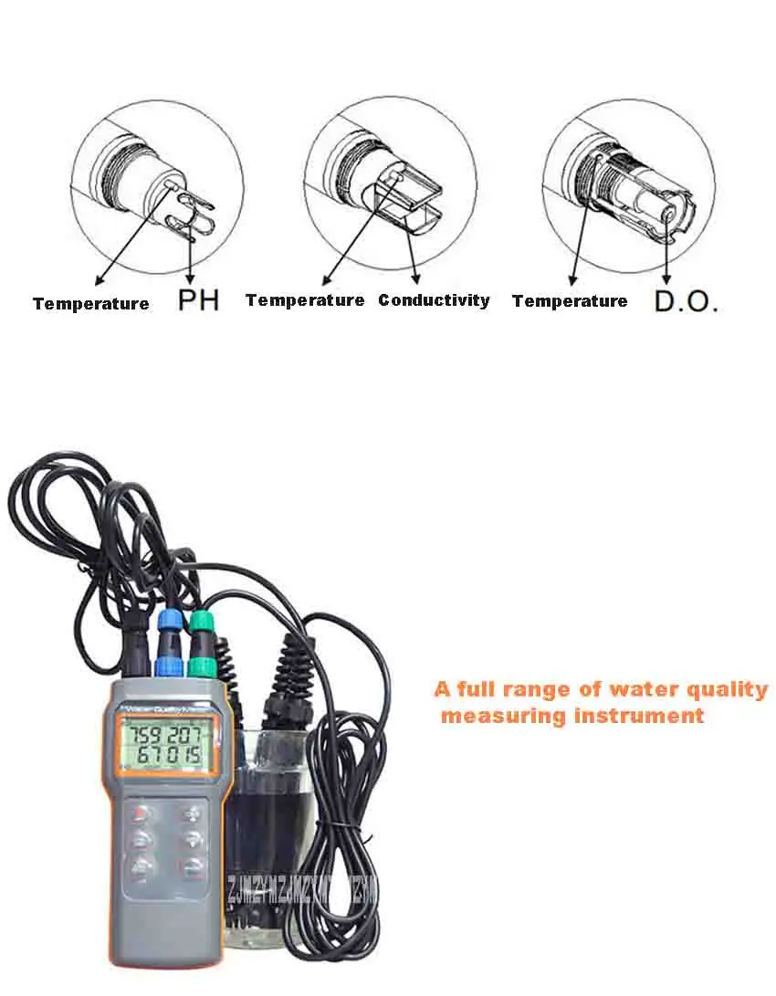 ZJMZYM портативный AZ-8603 Измеритель Растворенного кислорода с качеством воды растворенный кислородный тестер PH Измеритель проводимости солености