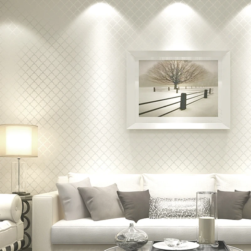 

3D Embossed Wallpaper Modern Solid Color Lattice Non-woven Wallpaper Living Room Bedroom Home Decoration Wall Art Wall Papers