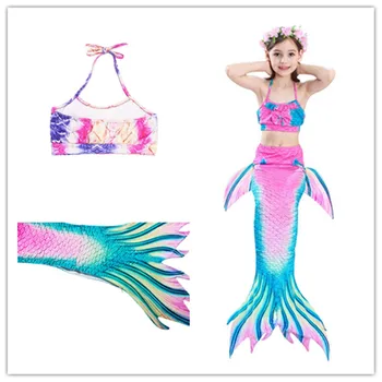 

Princess Mermaid Tail Kids Dress 3 piece set,Ariel Children Mermaid Tails For Girls Swimming Swimsuit Costumes For Birthday Gift