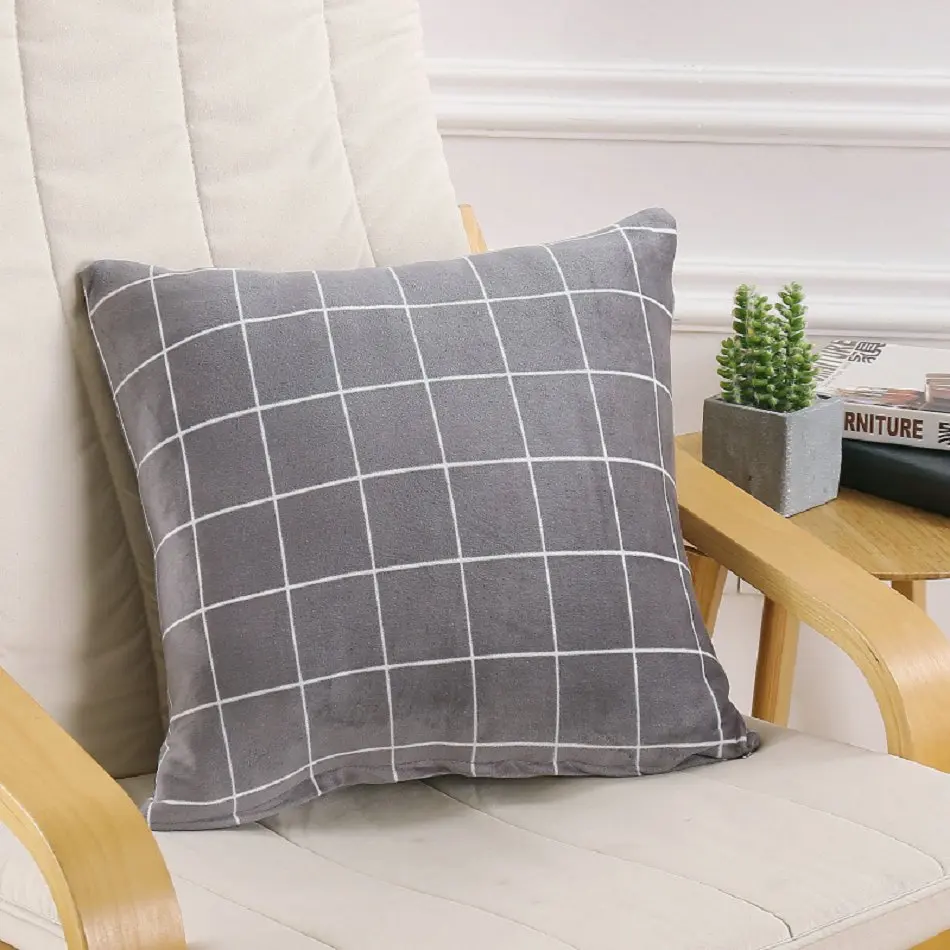 Супер мягкая клетчатая диванная подушка с принтом, чехол в полоску, стильная Подушка, декоративная наволочка 45x45 см для дом гостиница офис - Цвет: 09