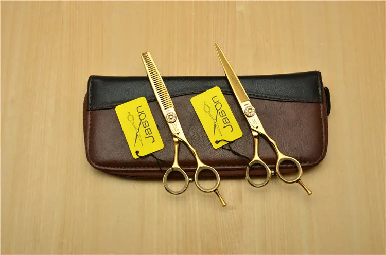 5,5 ''16 см бренд Jason 440C 62HRC профессиональные человеческие ножницы для волос Парикмахерские ножницы для резки филировочные ножницы J1020 - Цвет: 2Pcs Add Case