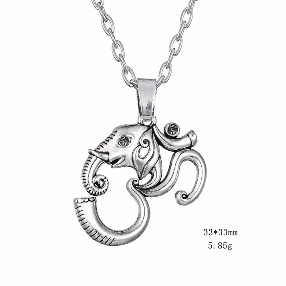 Рыболовный крючок серебристый оттенок ожерелье Ом Йога Мандала Ганеш слон ом символ кулон Регулируемый талисман мужские ювелирные изделия