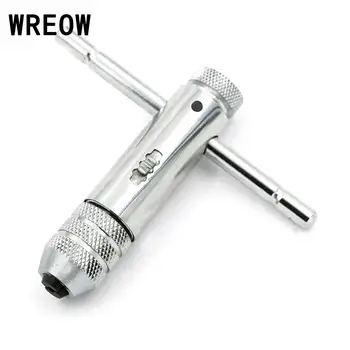 

Adjustable Silver T-Handle Ratchet Wrench with M3-M8 Screw Thread Metric Plug Tap Machinist Tool For Tap T Bar Handle Tools DIE