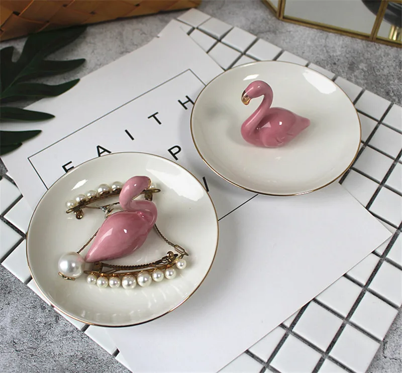 Stereoscopic Flamingo Decorative Dish Plate Jewelry Dish (9)