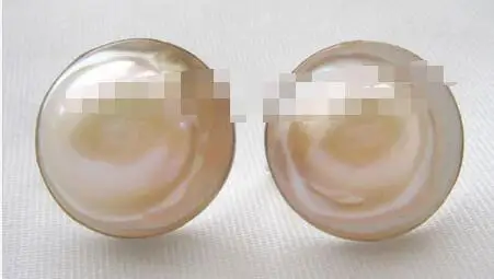 Aaa 22mm Natural White Sea Gray Water Mabe Blister Pearl Aaa 22mm Natural White Sea Gray Water Mabe Blister Pearl Earring 925 Silver