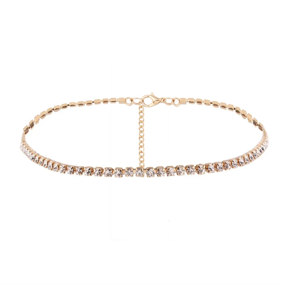 KMVEXO простой дизайн кристалла бусы колье ожерелье женское яркое ожерелье блестящие стразы чокер Свадебные украшения