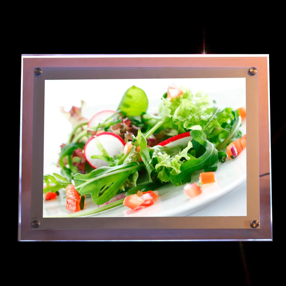 Placa do Menu do Restaurante Restaurante de Fast 2016 Nova Publicidade Cor Prata Acrílico Crystall Levou Lightbox Foto Tamanho a3 de Fast Food 3 levou lightbox foto, tamanho a3 placa do