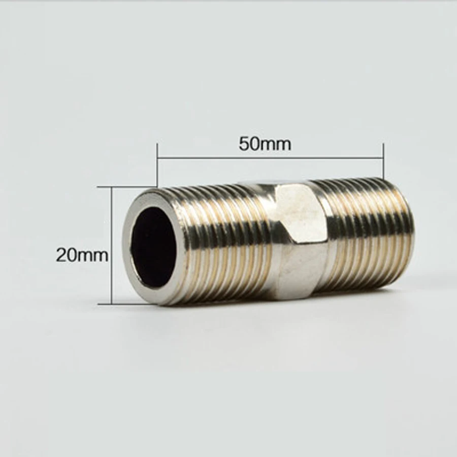 

DN15 1/2" BSPP Male Hex Nipple Pipe Fitting 201 Stainless Steel Length 50mm