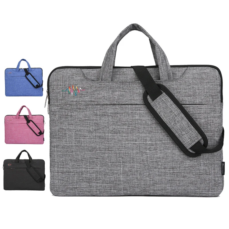 Laptop Bag Multi-Function Portable Briefcase Solid Color Fashion Shoulder Bag For Business Leisure Travel 12-15.6 inch