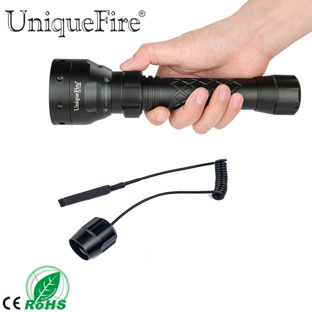 

UF 1406 Bright 1200 LM Cree XM-L2 LED Tactical Torch Flashlight, 5 Modes,50mm Zoom Len - Water Resistant, Lighting Lamp+Rat Tail