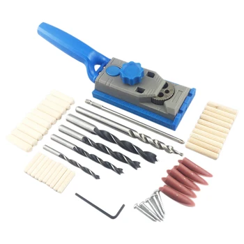 

New Woodworking Pocket Hole Jig Kit Set 9.5Mm Drill Guide Sleeve Wood Drilling Flexible Use Scale Marking Glass For Hole Punch