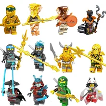 Золотой ниндзя Акита Ллойд Джей Зейн ня Кай у Коул меч молоток Скелет оружие строительные блоки игрушки подарок ниндзя змеи кирпичи
