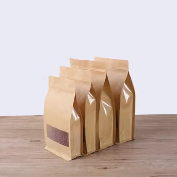 

Wholesale 20cmx30cm Big Capability Stand-up Kraft Paper Packaging storage Bag with zipper window Food coffee Bag Jewelry Bags