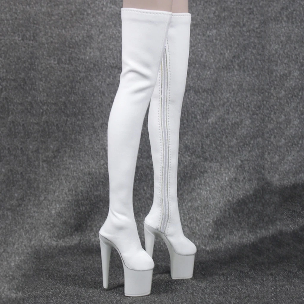 1/6 женская обувь из искусственной кожи; высокие сапоги выше колена на высоком каблуке 12 дюймов; модельная женская обувь; 3 цвета