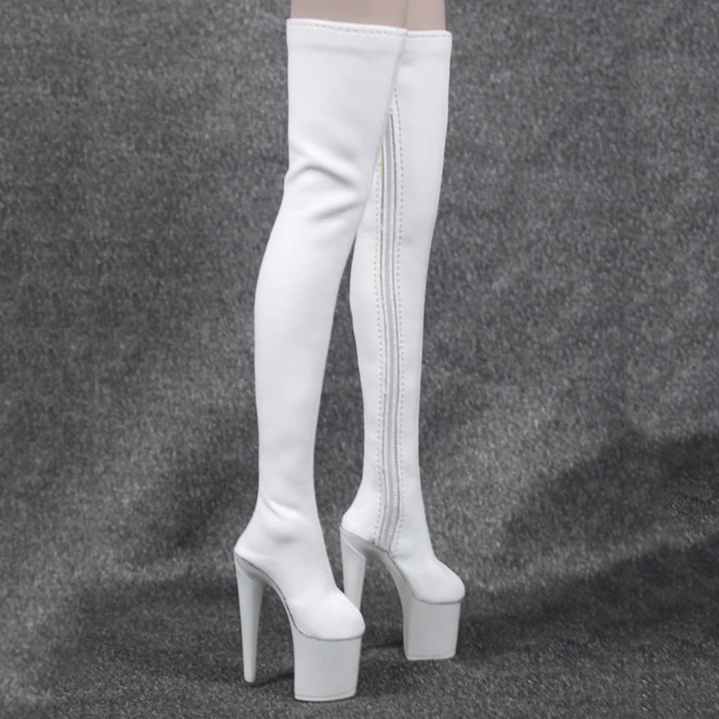 1/6 Female PU Leather Shoes 12inch Action Figure High Heeled Over Knee Long Boots Model Fit  Women Shoes 3Colors
