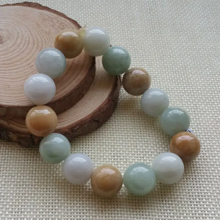 

A410 Certified Grade A Genuine Natural Green stoneite stone Beaded Bracelet Bangle