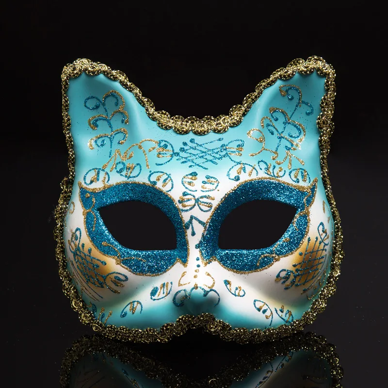 Big/Small Cat Child Cosplay Half Face Mask Party Princess Halloween Lace Mask For Party Show Masquerade Festival Mask