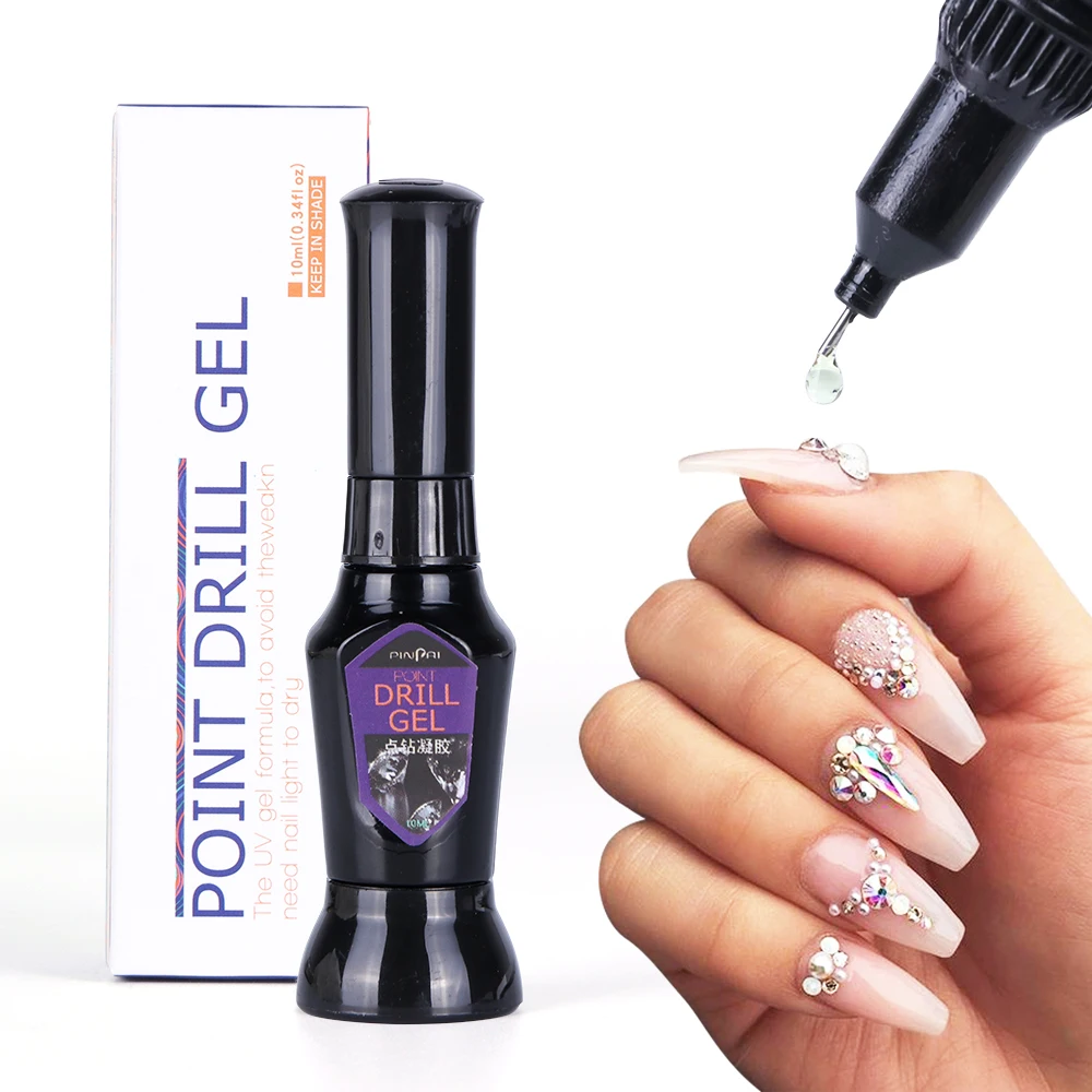 

1pcs Adhesive Nail Glue UV Acrylic Rhinestone Glitter Decoration Point Drill Gel With Needle Manicure Tool Clear Lacquer JI900