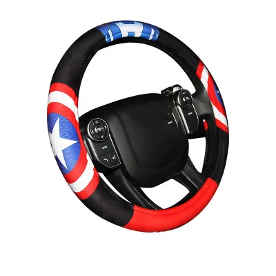 Мультфильм Marvel чехол рулевого колеса автомобиля Универсальный плюшевый милый Бэтмен человек паук Ironman аксессуары для интерьера 38 см - Название цвета: C