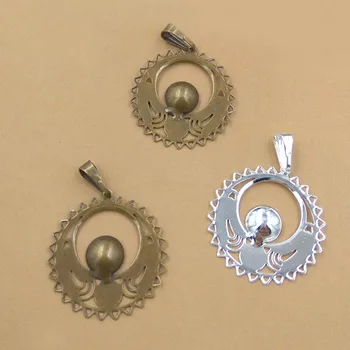 

Retro Filigree Flower with 10mm Circle Bezel Resin Cameo Cabochons Connectors Links Findings DIY Pendant Making Multi-color