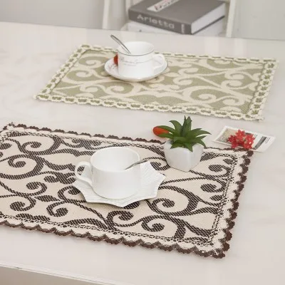 

Fashion Cotton fabric mat lace type heat insulation pad table mat 45*29.3cm free shipping