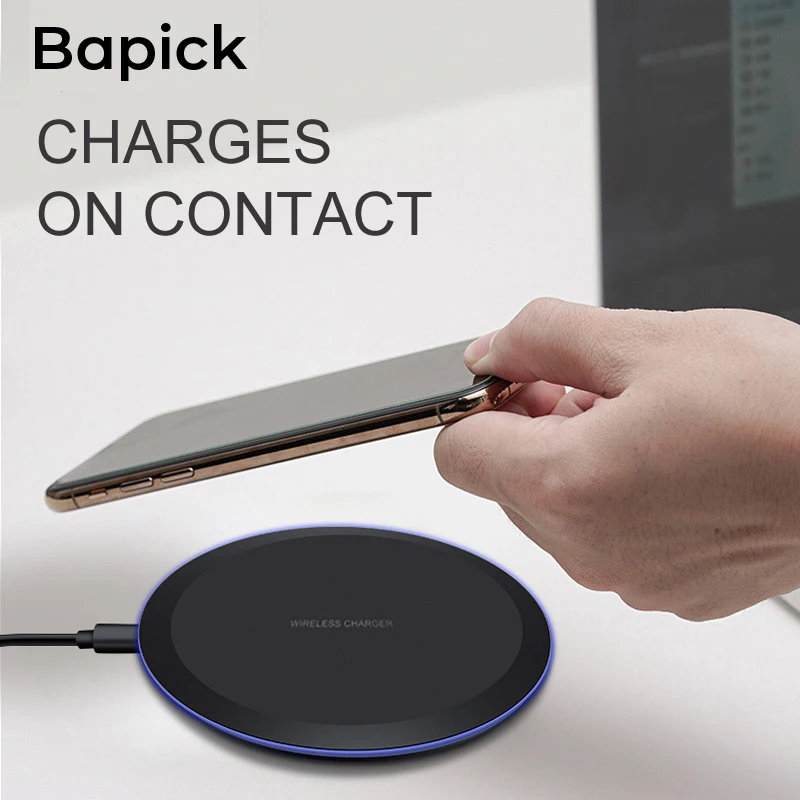 

Bapick Qi 5W Wireless Charger for Samsung S10 S8 S9 Galaxy Note 9 Edge for iPhone X Xs MAX XR 8 7 Plus Phone Fast Charging Pad