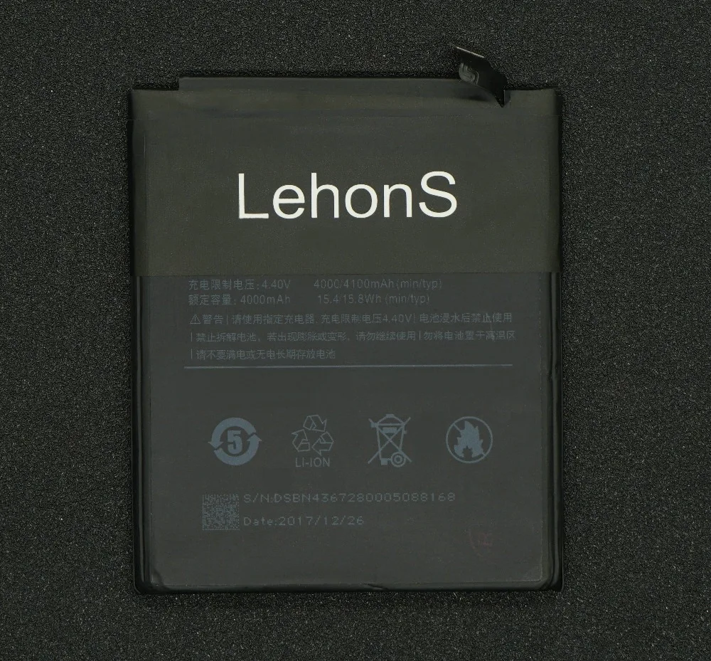 LehonS 1x4000 мАч умная запасная батарея для мобильного телефона Xiaomi Redmi Hongmi Note 4X Note4X 4X5 5